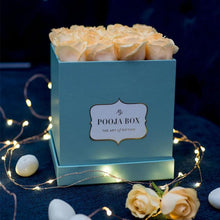 Load image into Gallery viewer, Light Peach Roses - Tiffany Blue Flora Box