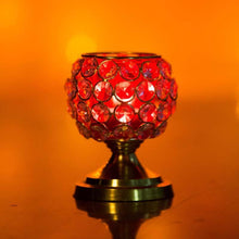 Load image into Gallery viewer, Sparkling Crystal Studded Red Candle Holder