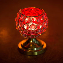 Load image into Gallery viewer, Sparkling Crystal Studded Red Candle Holder