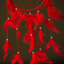 Load image into Gallery viewer, Handmade Red Feathers Dreamcatcher