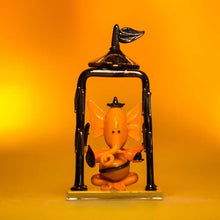 Load image into Gallery viewer, Bal Ganesh Orange Glass Idol in Temple