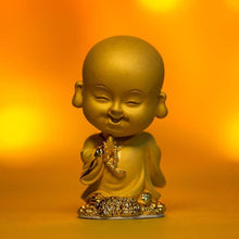 Load image into Gallery viewer, Golden Baby Monk Figurine with Spring Head