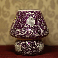 Load image into Gallery viewer, Pretty Purple Mosaic Crackled Table Lamp