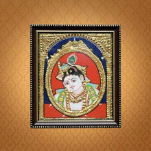 Load image into Gallery viewer, Bal Krishna Hand-Painted Tanjore Wooden Framed Painting