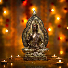Load image into Gallery viewer, Golden Buddha Figurine with Mirror Detailing