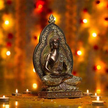 Load image into Gallery viewer, Golden Buddha Figurine with Mirror Detailing