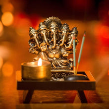 Load image into Gallery viewer, Antique Panchmukhi Ganesha T-Light Holder Showpiece