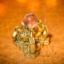Load image into Gallery viewer, Feng Shui Three Golden Horses with Crystal Ball on Coins Bed for Abundance