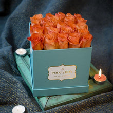 Load image into Gallery viewer, Peach Roses - Tiffany Blue Flora Box