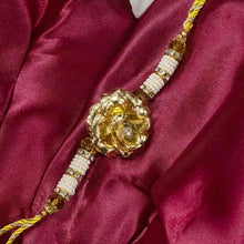 Load image into Gallery viewer, Exquisite Handcrafted 24K Gold Foil Rose Rakhi