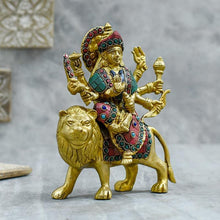 Load image into Gallery viewer, Decorative Colourful Brass Durga Idol