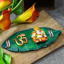 Load image into Gallery viewer, Banana Leaf Lord Ganesha Wooden Door Wall Hanging