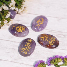 Load image into Gallery viewer, Amethyst Reiki Symbol Engraved Stone Sets