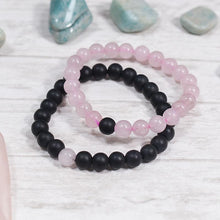 Load image into Gallery viewer, Rose Quartz & Black Onyx Bracelet ( Set of 2 )⎮Couple Bracelet