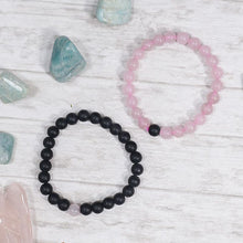 Load image into Gallery viewer, Rose Quartz & Black Onyx Bracelet ( Set of 2 )⎮Couple Bracelet