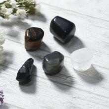 Load image into Gallery viewer, Black Magic Protection Crystal Healing Tumble Stone Set