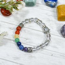 Load image into Gallery viewer, Clear Quartz Bracelet with Hamsa Charm 8 Chakra Bracelet