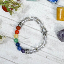 Load image into Gallery viewer, Clear Quartz Bracelet with Hamsa Charm 8 Chakra Bracelet
