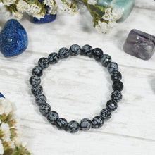 Load image into Gallery viewer, Snow Flake Obsidian Bracelet Balances Mind, Body & Soul