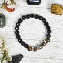 Load image into Gallery viewer, Patience and Abundance, Onyx and Tiger's Eye Guru Bead Band/Bracelet