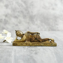 Load image into Gallery viewer, Antique Brass Sleeping Buddha Idol