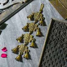 Load image into Gallery viewer, Antique Brass 9 Bells With Ganesha Figurine