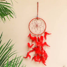 Load image into Gallery viewer, Handmade Red Feathers Dreamcatcher