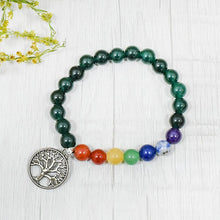 Load image into Gallery viewer, Green Aventurine Bracelet with Tree of Life Charm