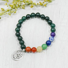 Load image into Gallery viewer, Green Aventurine Bracelet with Om Charm | Luck & Creativity