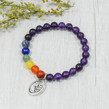Load image into Gallery viewer, Amethyst Bracelet with Om Charm | Protection, Meditation & Calming