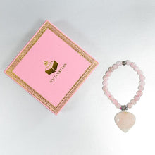 Load image into Gallery viewer, Rose Quartz Bracelet with Heart Charm