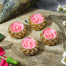 Load image into Gallery viewer, Rose Flower Tealight Candles (Set of 4)