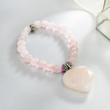 Load image into Gallery viewer, Rose Quartz Bracelet with Heart Charm