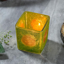 Load image into Gallery viewer, Green Square Shaped Glass Candle Holder with T-light