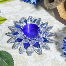 Load image into Gallery viewer, Blue and White Crystal Floral Tea-Light Candle Holder