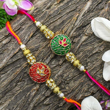 Load image into Gallery viewer, Ruby Red & Emerald Green Bhaiya Rakhi Box