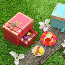 Load image into Gallery viewer, Ruby Red & Emerald Green Bhaiya Rakhi Box