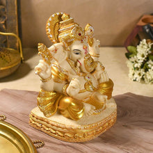 Load image into Gallery viewer, Divine White Gold Ganpati Idol