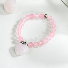 Load image into Gallery viewer, Rose Quartz Bracelet with Heart Charm