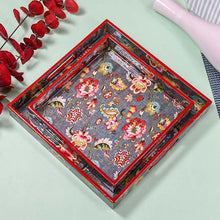 Load image into Gallery viewer, Grey Floral Serving Trays-Set of 2