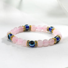 Load image into Gallery viewer, Rose Quartz & Evil Eye Healing Bracelet