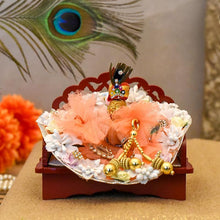 Load image into Gallery viewer, Maroon Mesh Laddu Gopal Singhasan