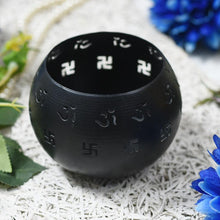 Load image into Gallery viewer, Round Black Decorative Candle Holder with Swastik Motifs