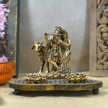 Load image into Gallery viewer, Stunning Radha Krishna Wooden Candle Holder Showpiece