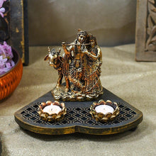 Load image into Gallery viewer, Stunning Radha Krishna Wooden Candle Holder Showpiece