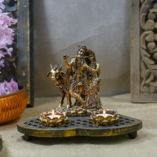 Load image into Gallery viewer, Stunning Radha Krishna Wooden Candle Holder Showpiece