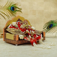Load image into Gallery viewer, Elegant Golden Laddu Gopal Singhasan