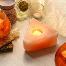 Load image into Gallery viewer, Himalayan Pink Salt Naturally Carved T-light Lamp