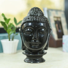 Load image into Gallery viewer, Shining Black Ceramic Buddha Head Aroma Diffuser