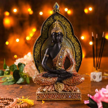 Load image into Gallery viewer, Antique Buddha Figurine with Mirror Detailing